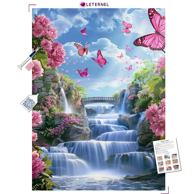 Broderie Diamant - Cascades Papillons