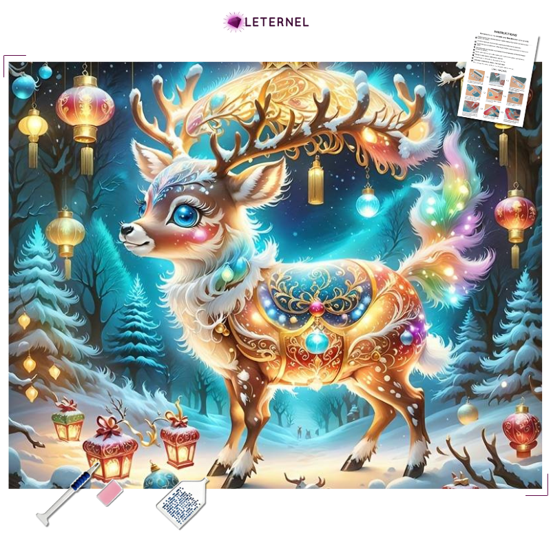 Broderie Diamant - Petit cerf de Noël