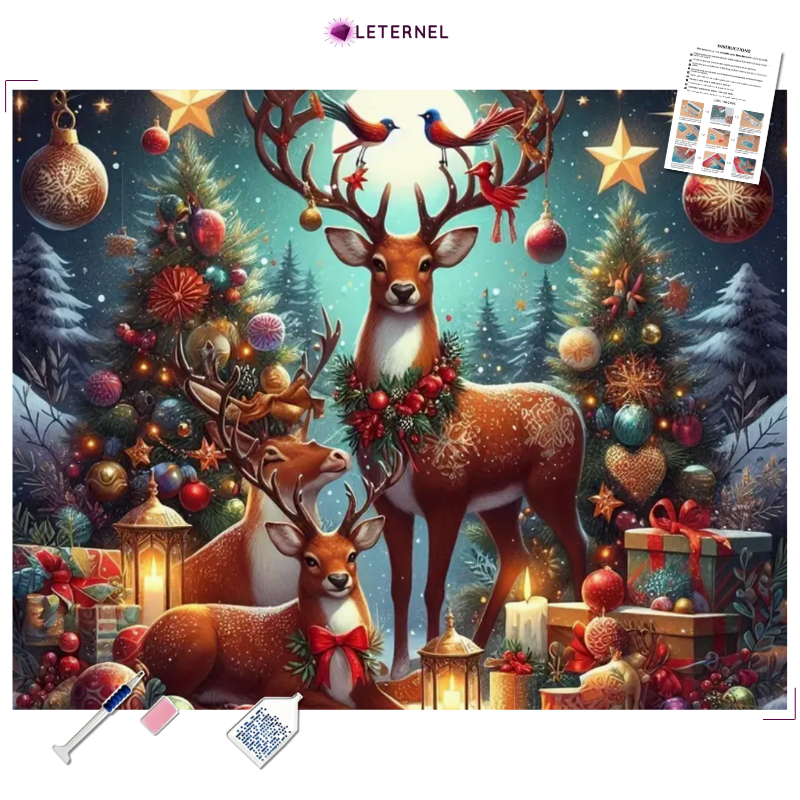 Broderie Diamant - Cerf Noël