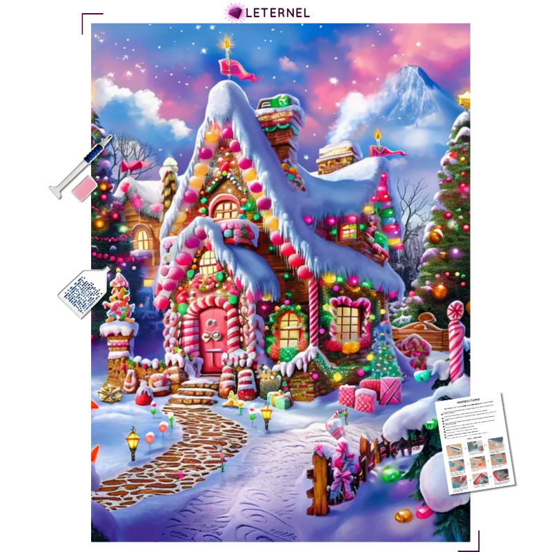 Broderie Diamant - Chalet guimauve