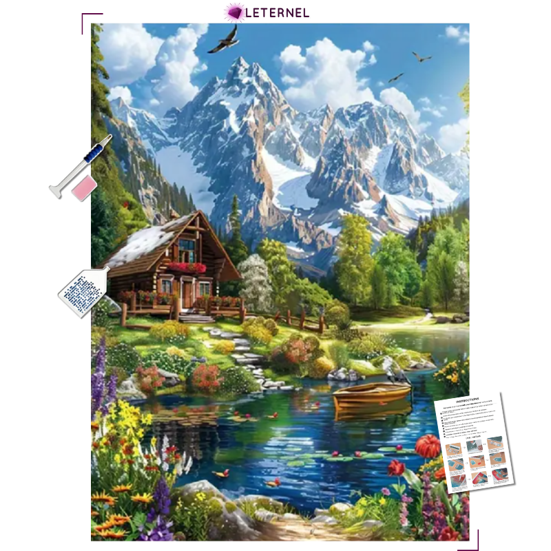 Broderie Diamant - Chalet montagne