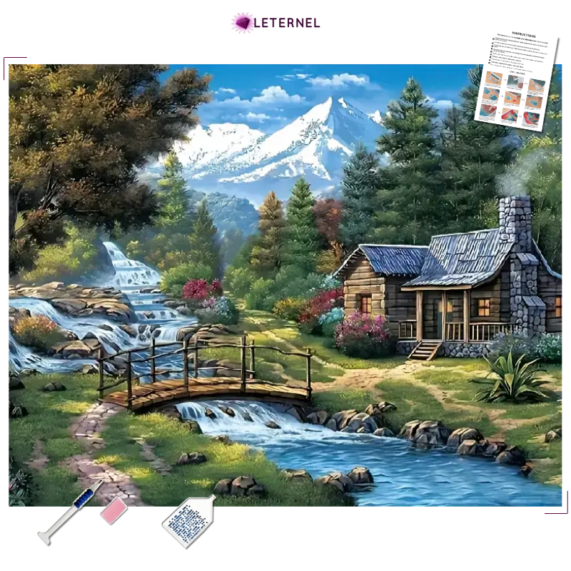 Broderie Diamant - Chalet pierres