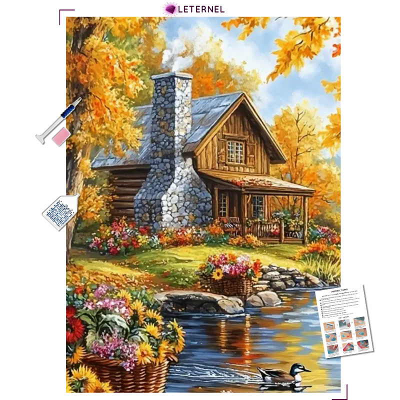 Broderie Diamant - Chalet rustique