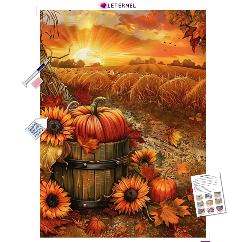 Broderie Diamant - Champ citrouilles