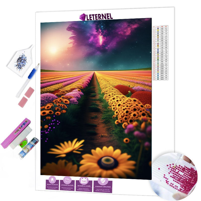 Broderie Diamant - Champs tournesol
