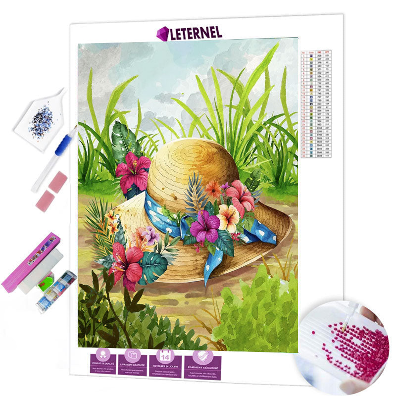 Broderie Diamant - Chapeau paille