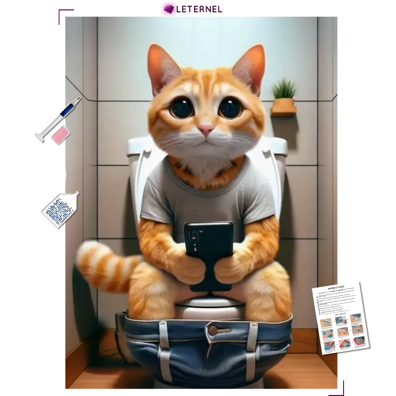 Broderie Diamant - Chat ado