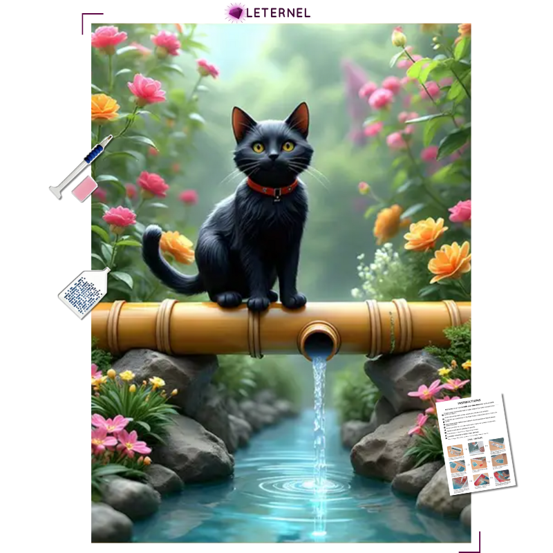 Broderie Diamant - Chat Bambou