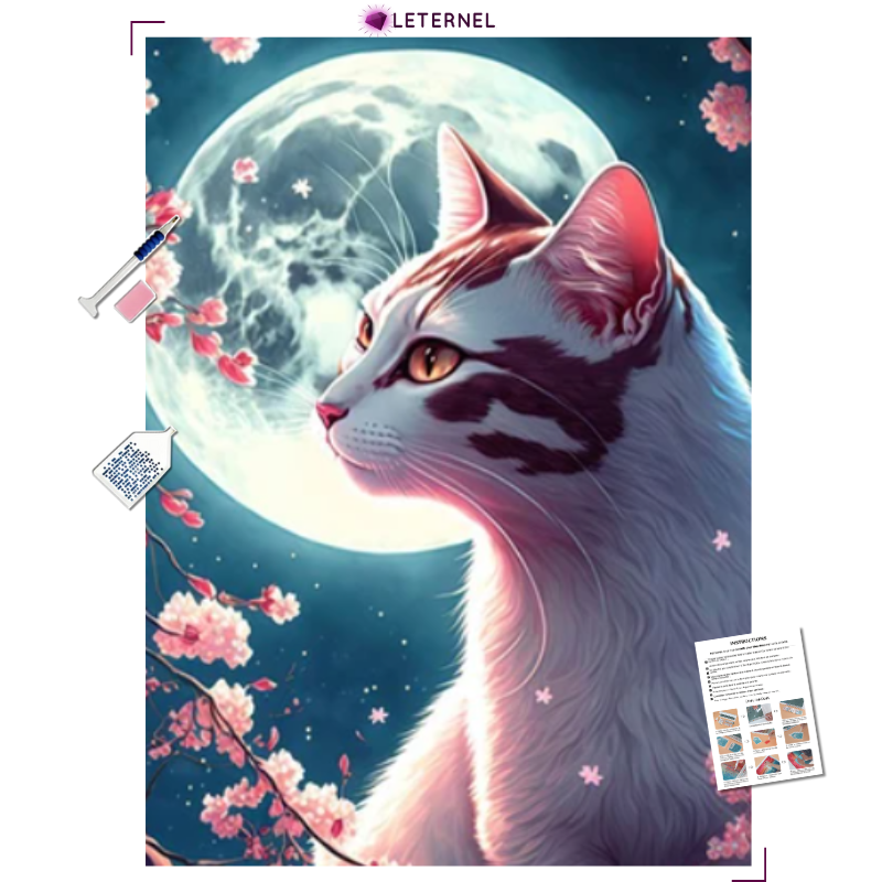 Broderie Diamant - Chat crépuscule