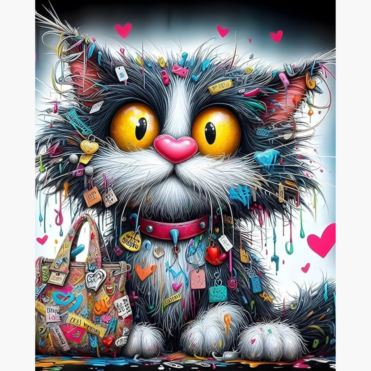 Broderie Diamant - Chat emo