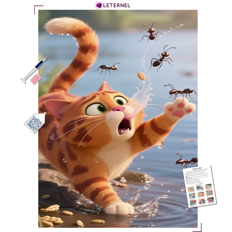 Broderie Diamant - Chat fourmilles