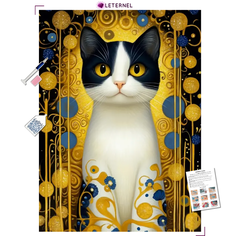 Broderie Diamant - Chat gold