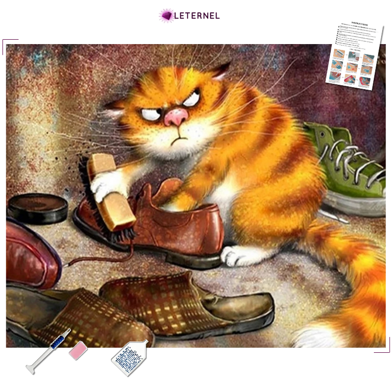 Broderie Diamant - Chat grincheux