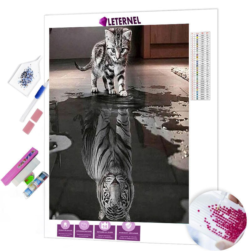 Broderie Diamant - Chaton reflet tigre