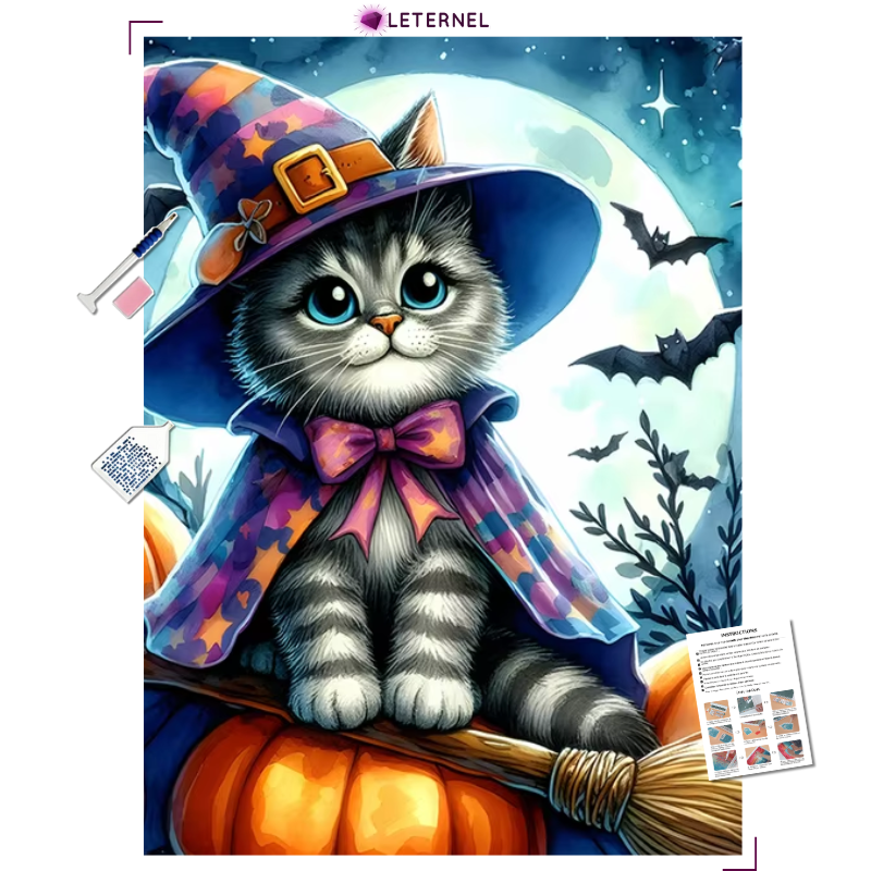 Broderie Diamant - Chaton sorcier