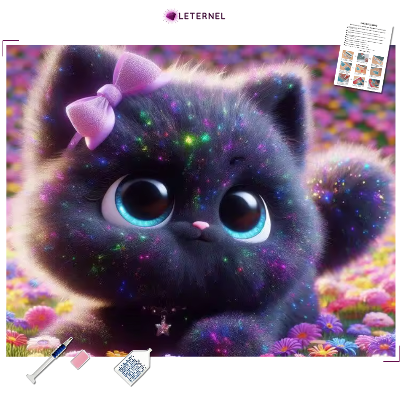 Broderie Diamant - Chaton violettes