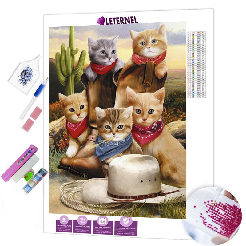 Broderie Diamant - Chats Cowboy