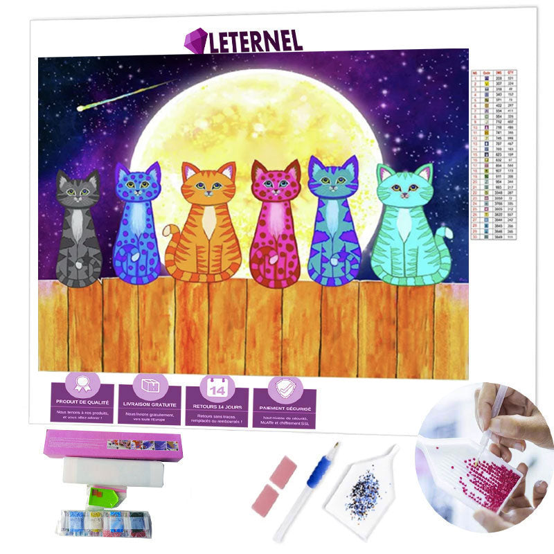 Broderie Diamant - Chats colorés
