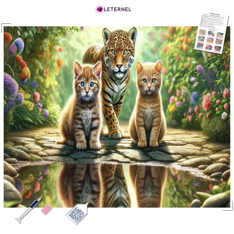 Broderie Diamant - Chats et jaguar