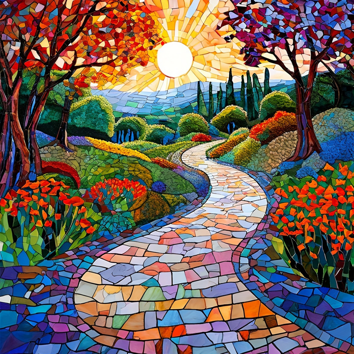 Broderie Diamant - Chemin mosaïque