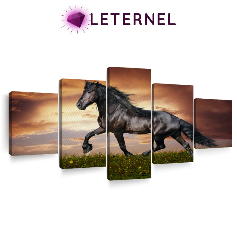 Broderie Diamant - Multi panel - Cheval noir