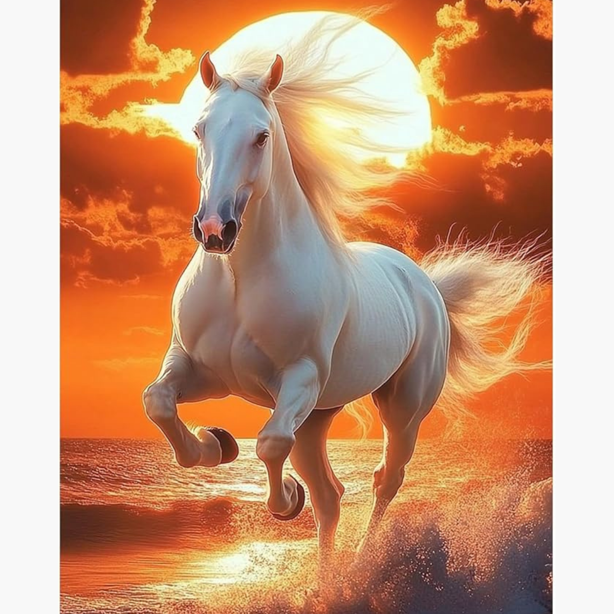 Broderie Diamant - Cheval blanc