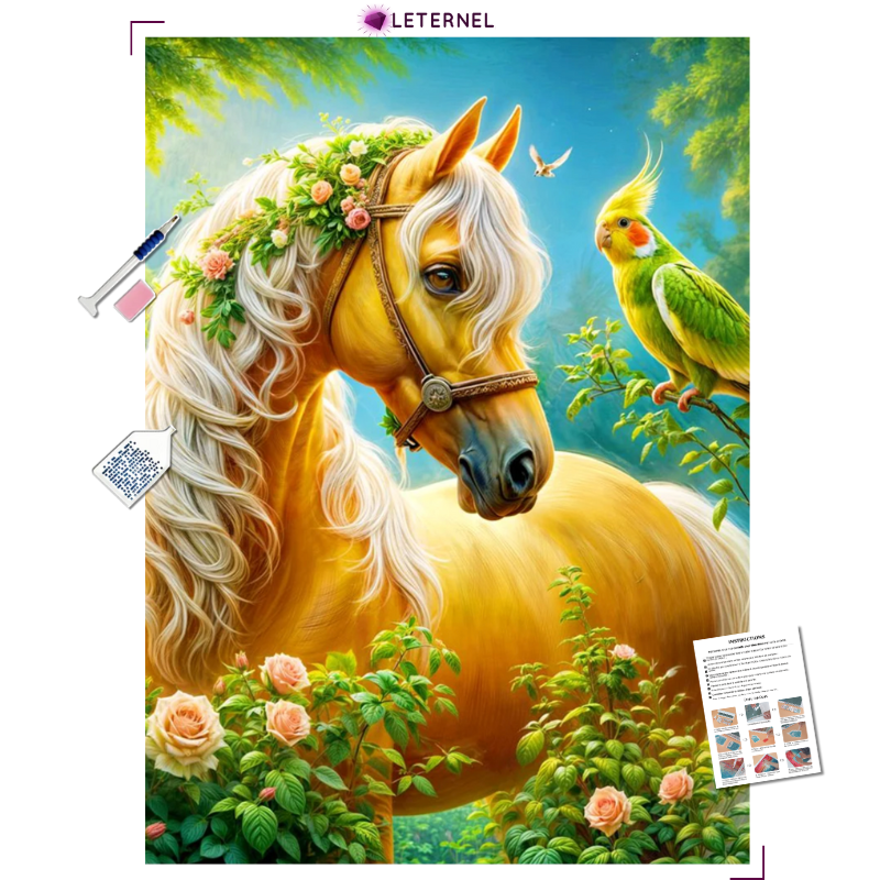 Broderie Diamant - Cheval oiseau