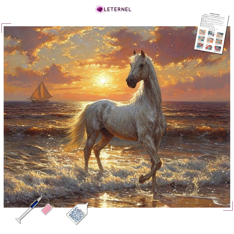 Broderie Diamant - Cheval bateau