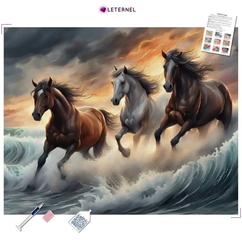 Broderie Diamant - Chevaux tonnerre