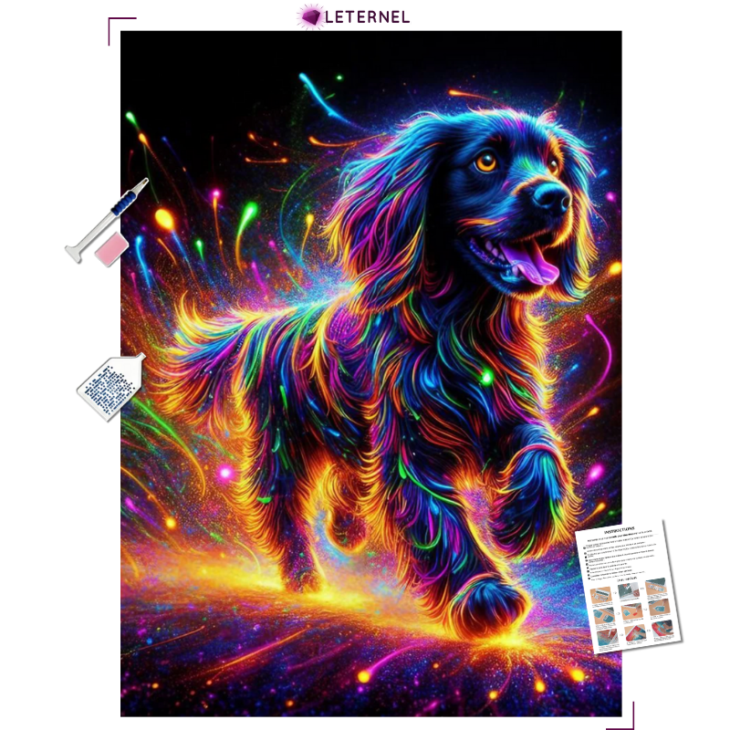 Broderie Diamant - Chien lucioles