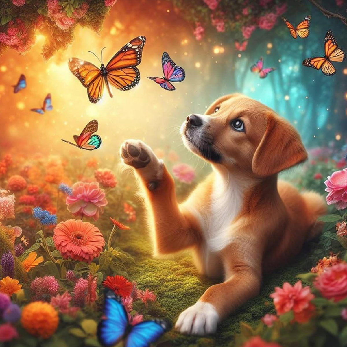 Kit Diamond Painting – Chien papillons | LETERNEL