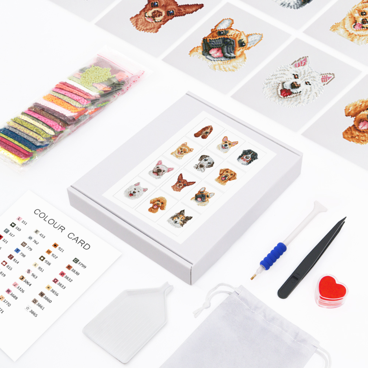 Kit Diamond Painting – Mini broderie diamant x12 - Chiens | LETERNEL