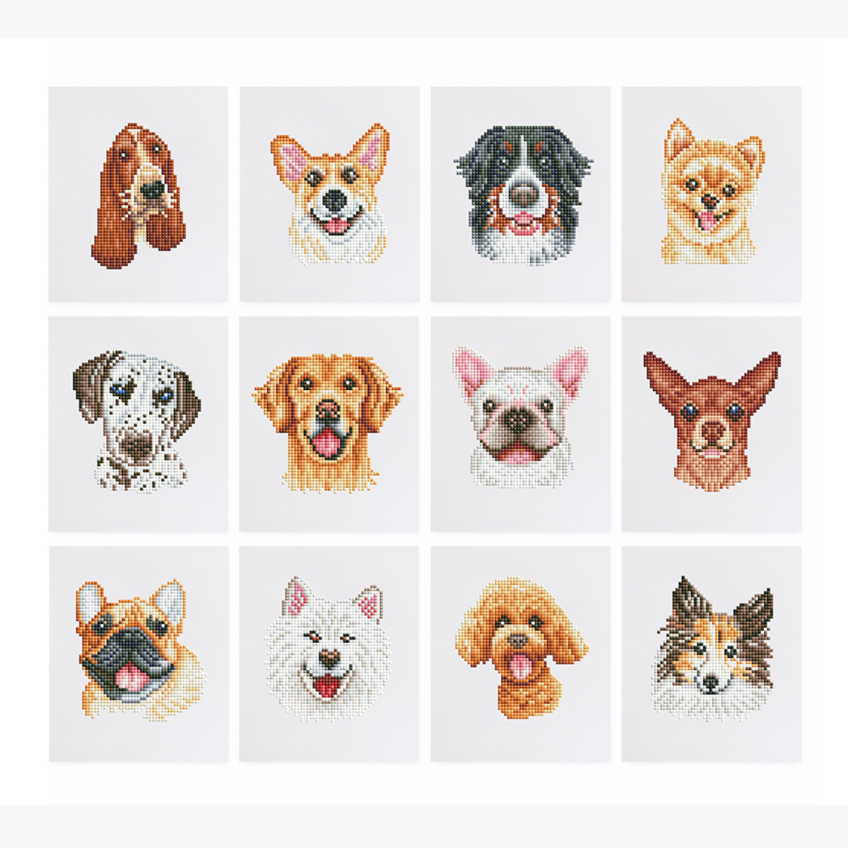 Kit Diamond Painting – Mini broderie diamant x12 - Chiens | LETERNEL