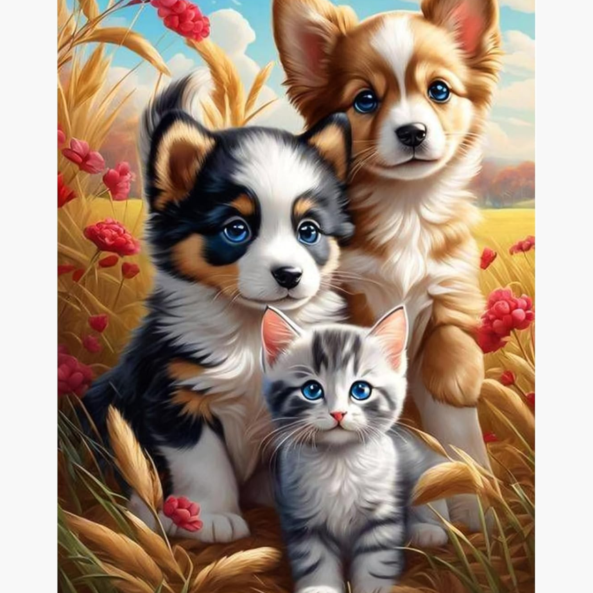 Broderie Diamant Chiots chaton champ – Kit complet broderie diamant | LETERNEL