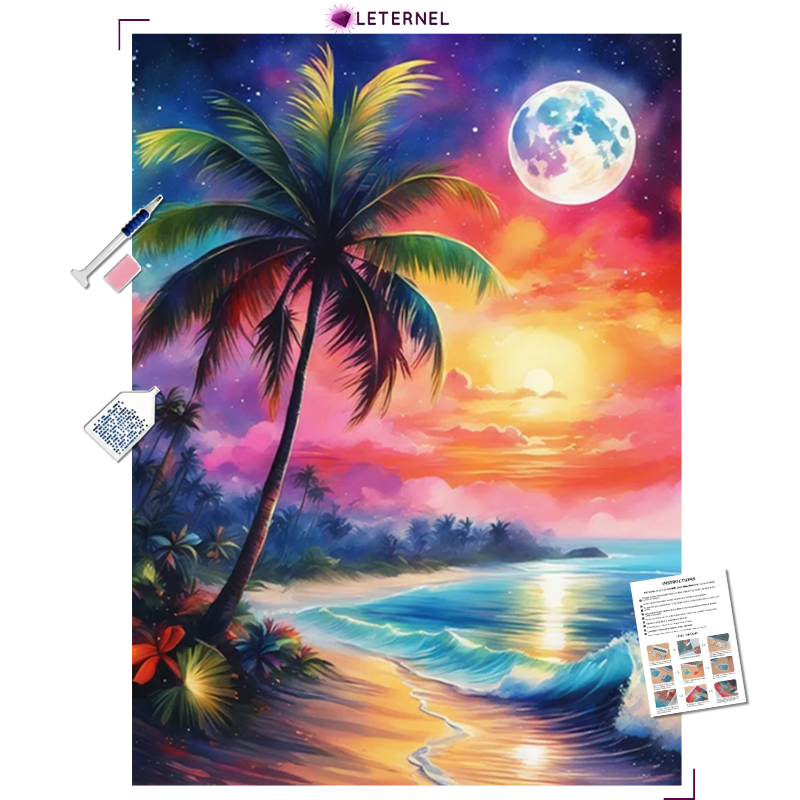 Broderie Diamant - Cocotier lune