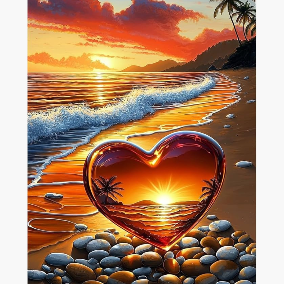 Broderie Diamant - Coeur mer