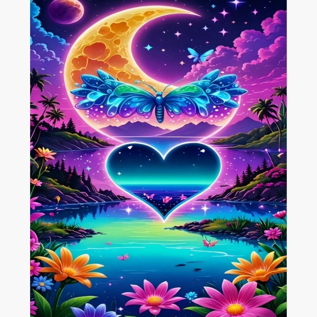 Broderie Diamant - Coeur papillon