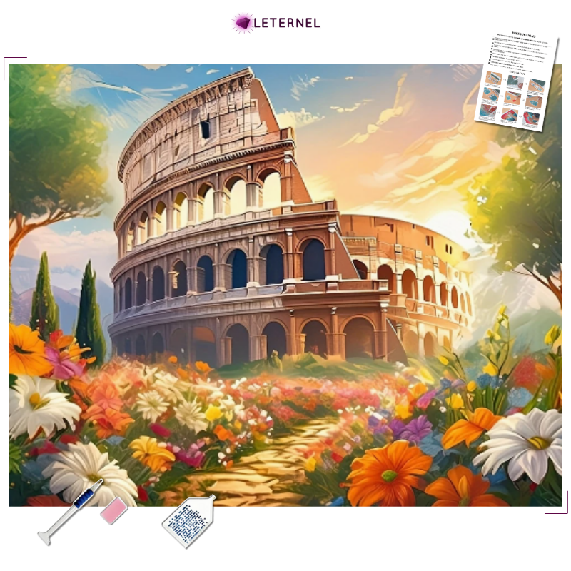 Broderie Diamant - Colisée fleuri