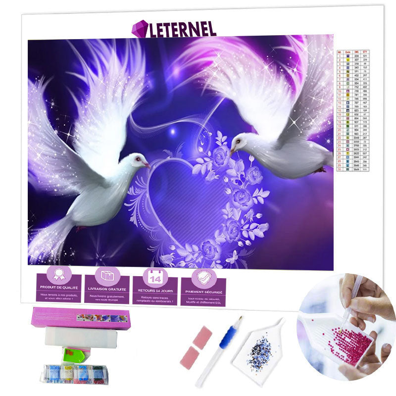 Broderie Diamant - Colombes magiques