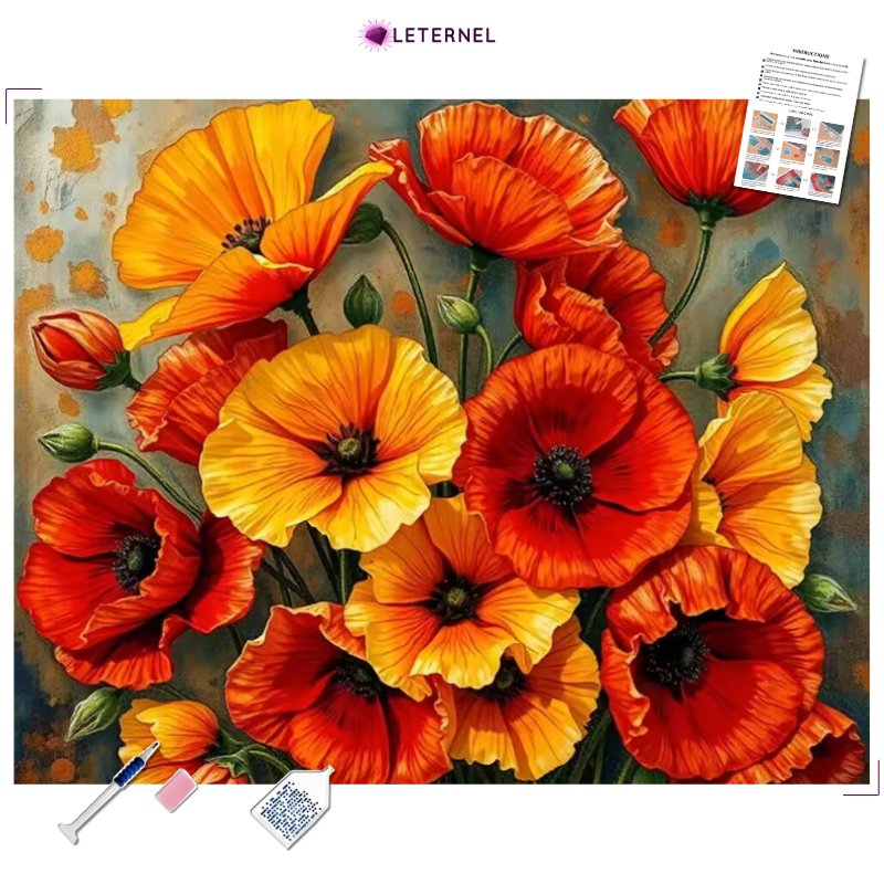 Broderie Diamant - Coquelicots