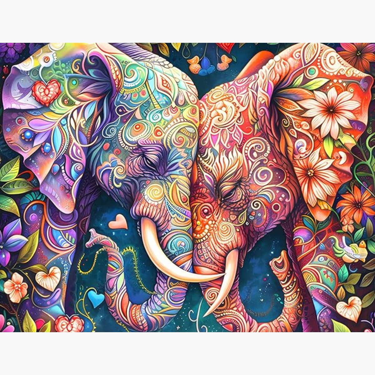 Broderie Diamant - Couple éléphant