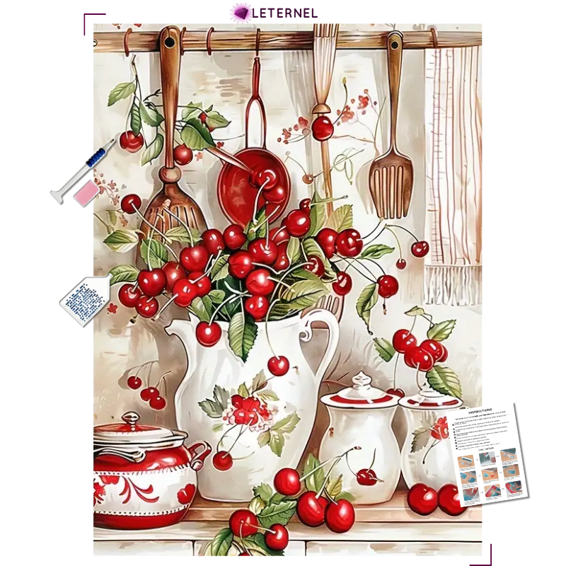 Broderie Diamant - Cuisine cerises