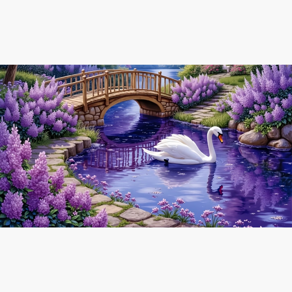 Broderie Diamant - Cygne lavande