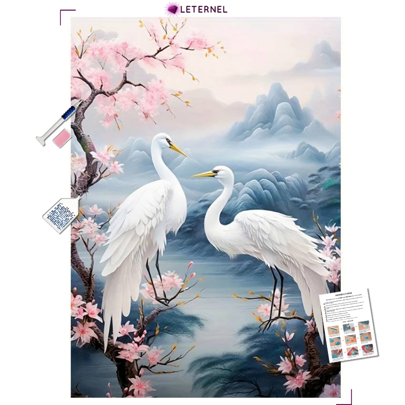 Broderie Diamant - Cygnes blancs