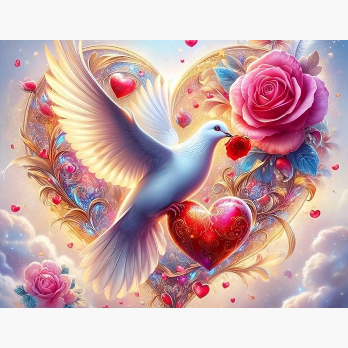 Broderie Diamant - Colombe romantique