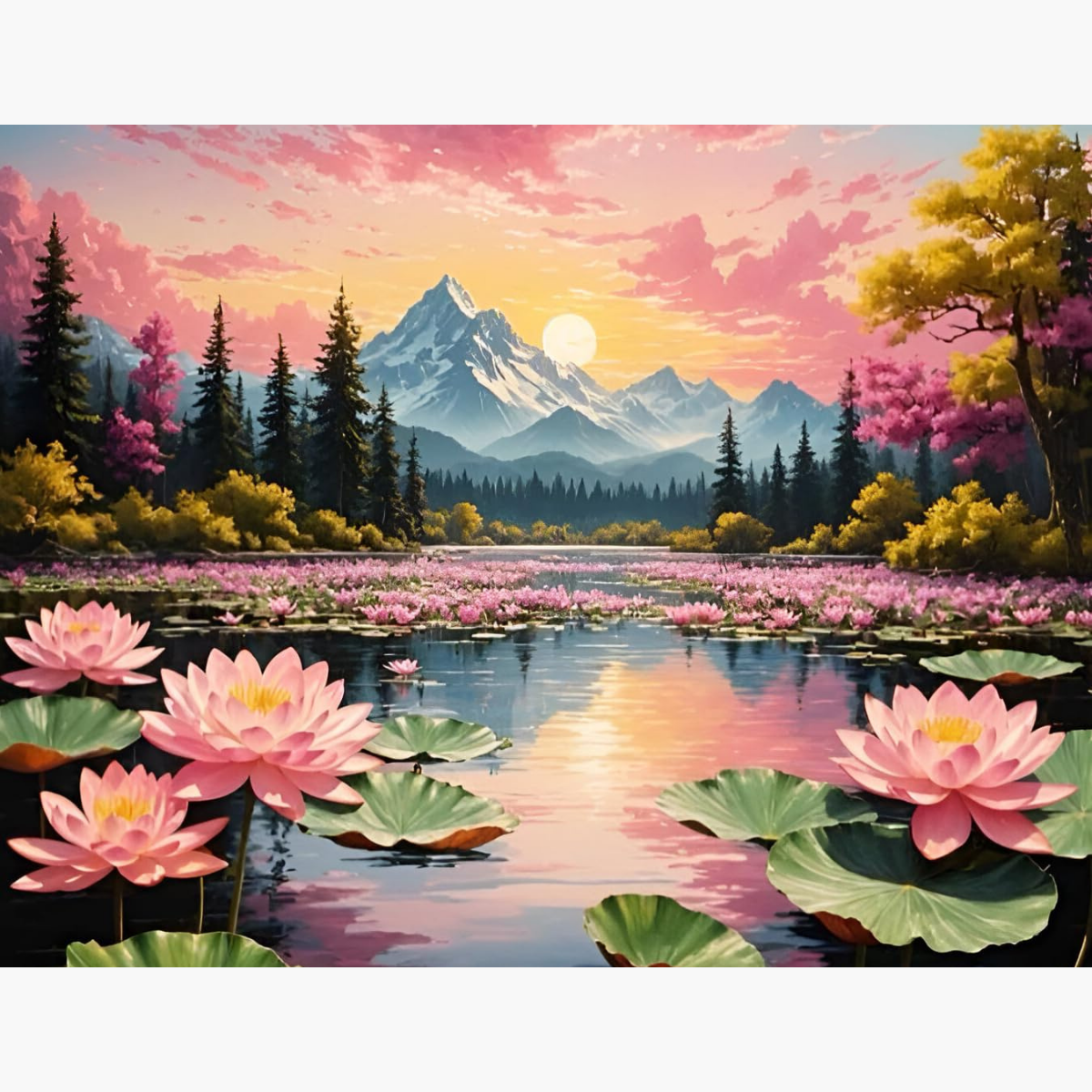 Broderie Diamant - Lac lotus