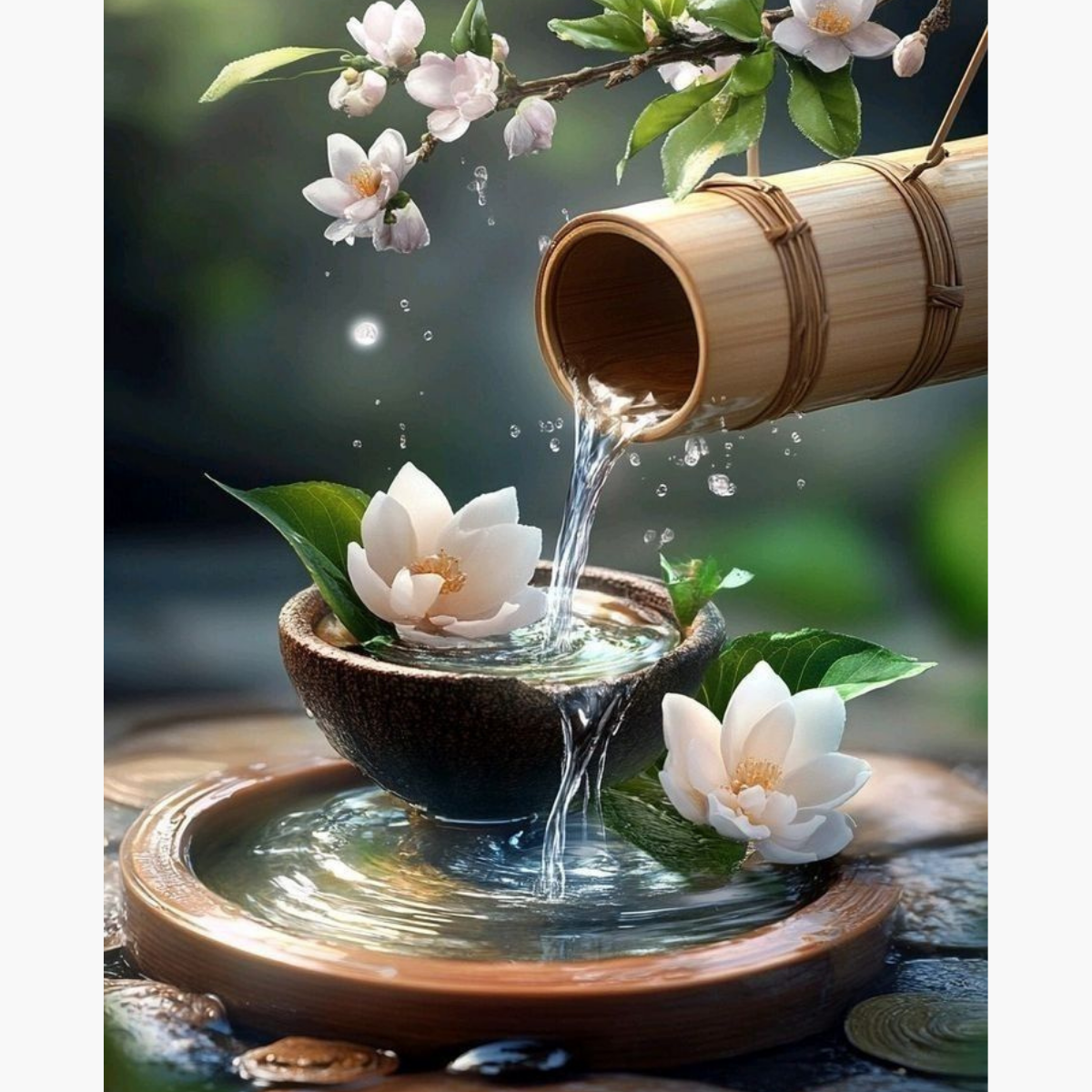 Broderie Diamant - Fontaine bambou