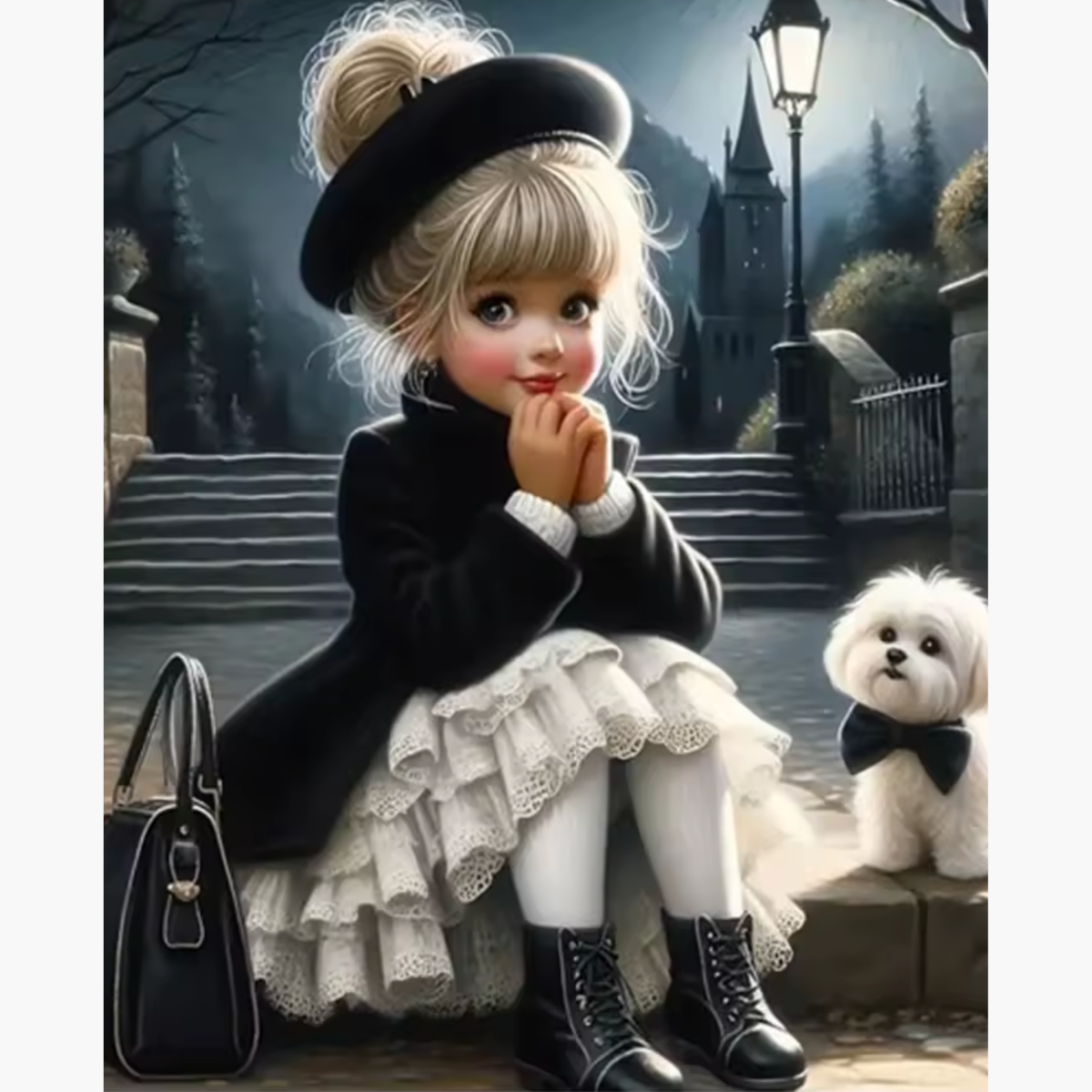 Broderie Diamant - Fillette halloween