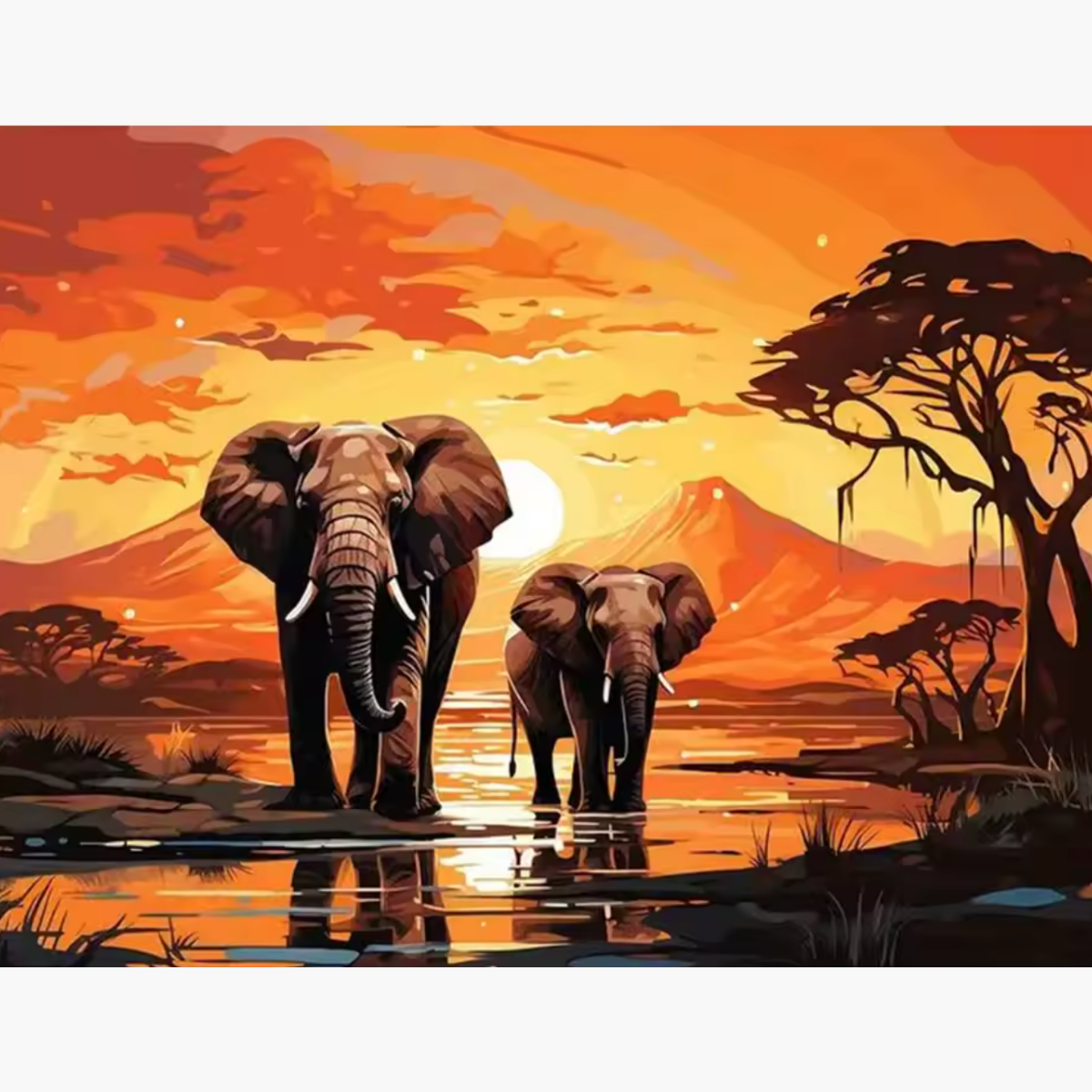 Broderie Diamant - Duo éléphants