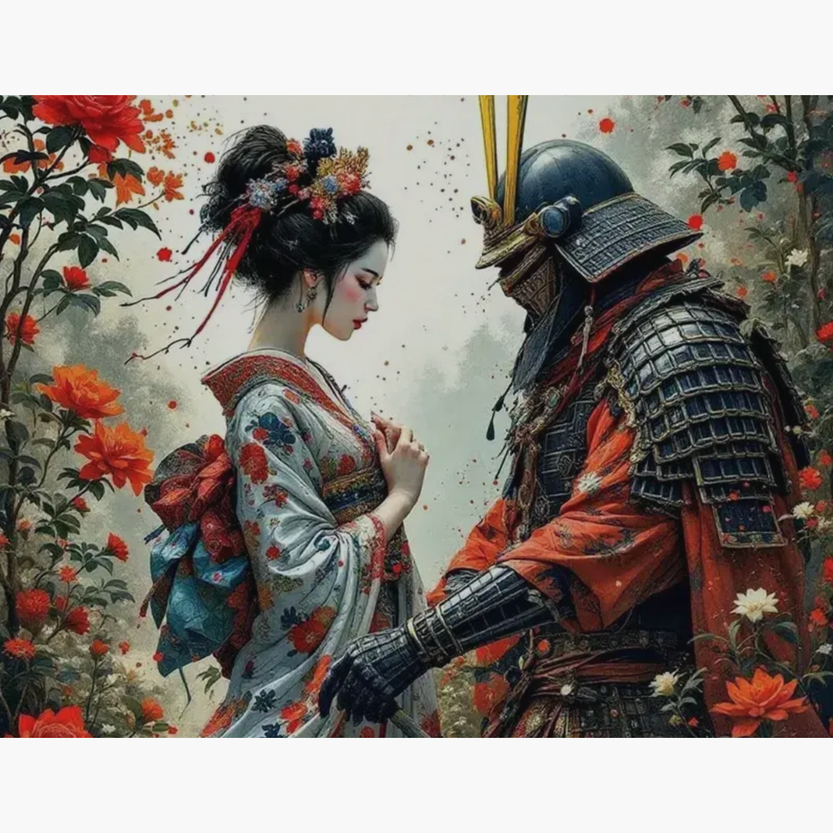 Broderie Diamant - Couple Samouraï